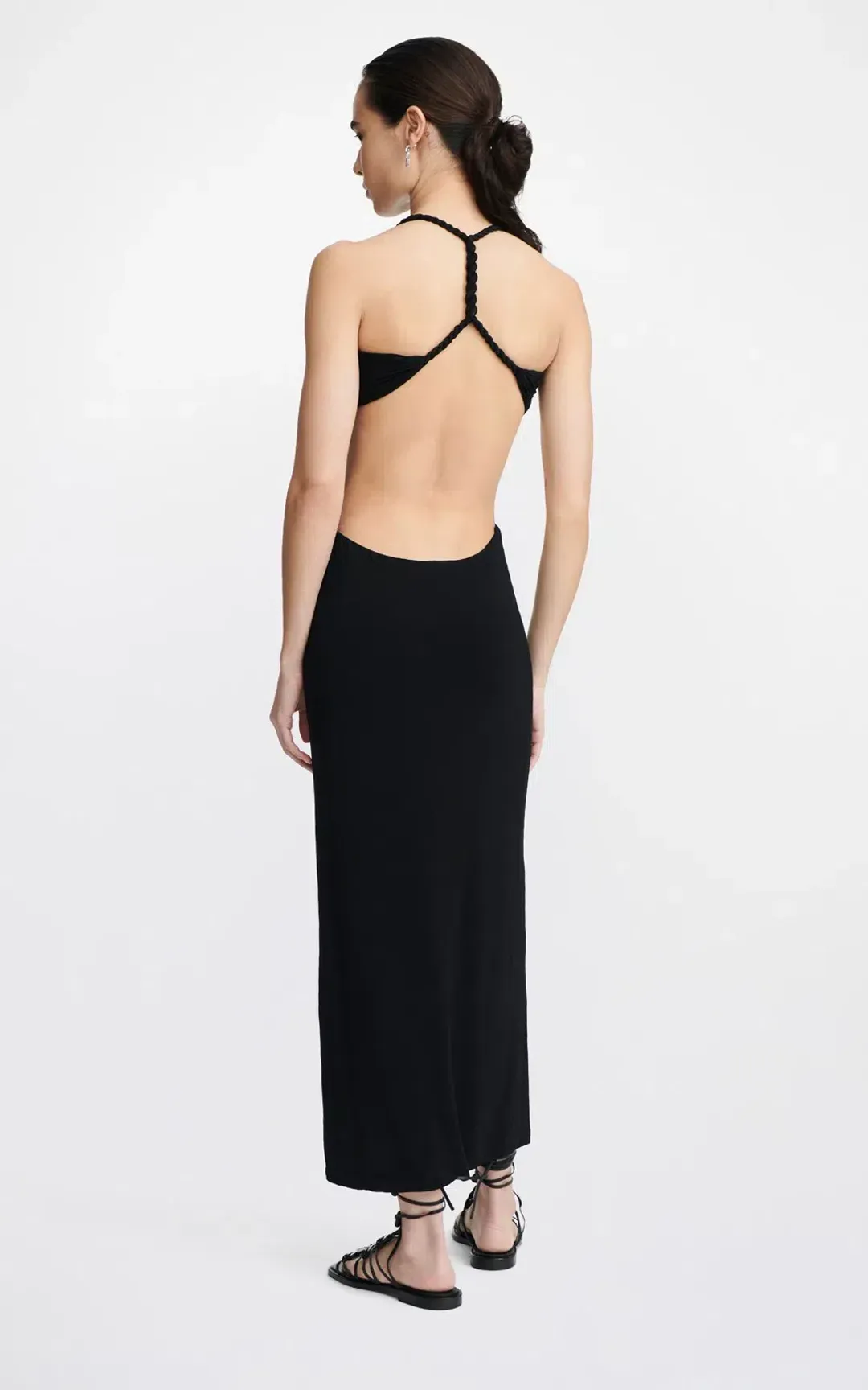 Dion Lee V Neck Rope Dress Black Size 10 for rent on The Volte - main image