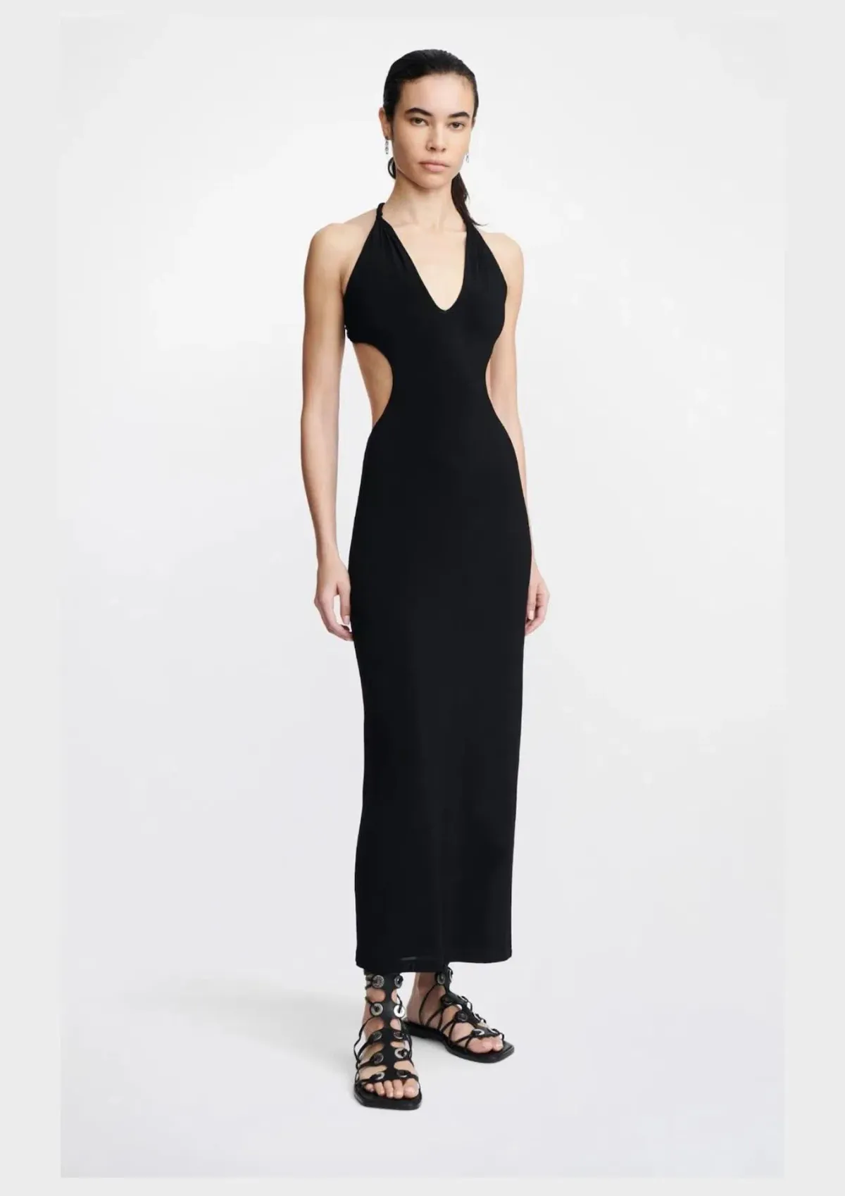 Dion Lee V Neck Rope Dress Black Size 10 for rent on The Volte - main image