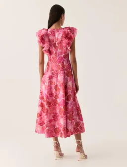 Aje Enchanted Plunge Midi Dress Misty Rose Size 8 for rent on The Volte - image 2