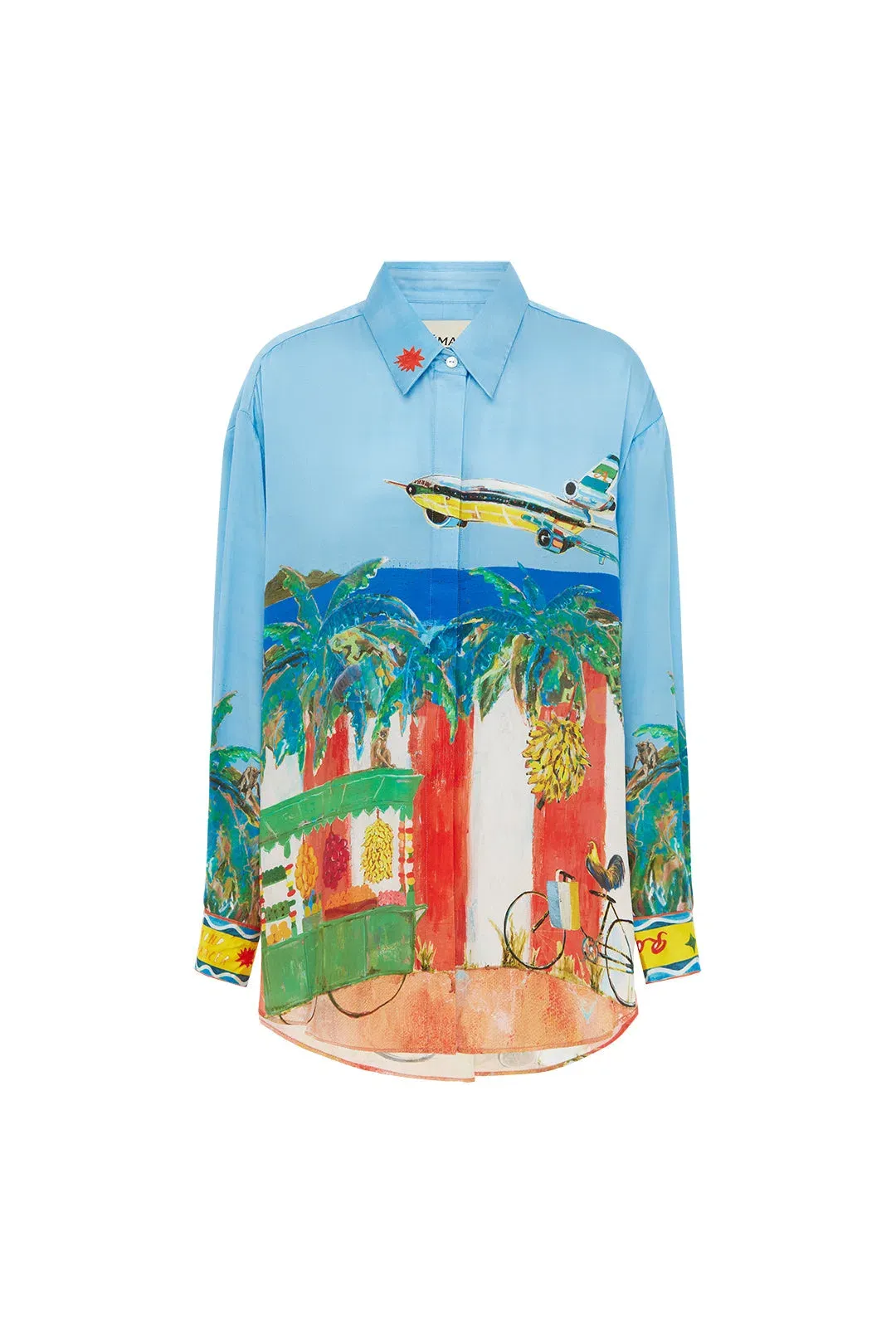 Alemais All Aboard Silk Shirt and Pant Set Print Size AU 14 for rent on The Volte - main image