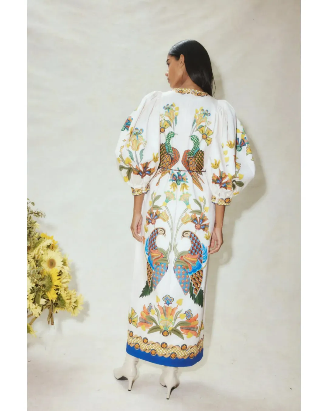 Alemais Effie Puff Sleeve Midi Dress Multi Size AU 16 for rent on The Volte - main image