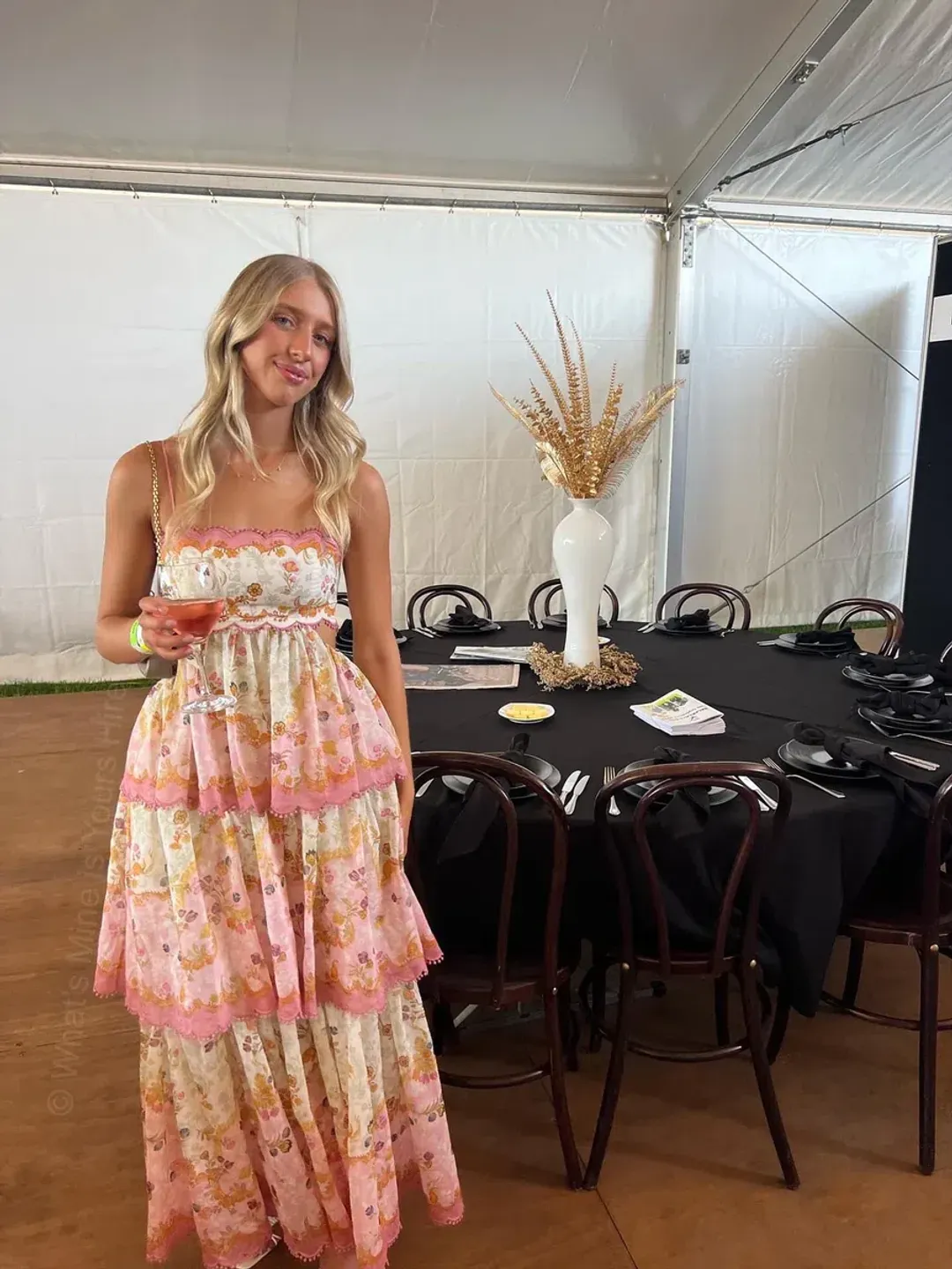 Zimmermann Laurel Frill Dress Pink Green Floral Size 2 / AU 12 for rent on The Volte - main image