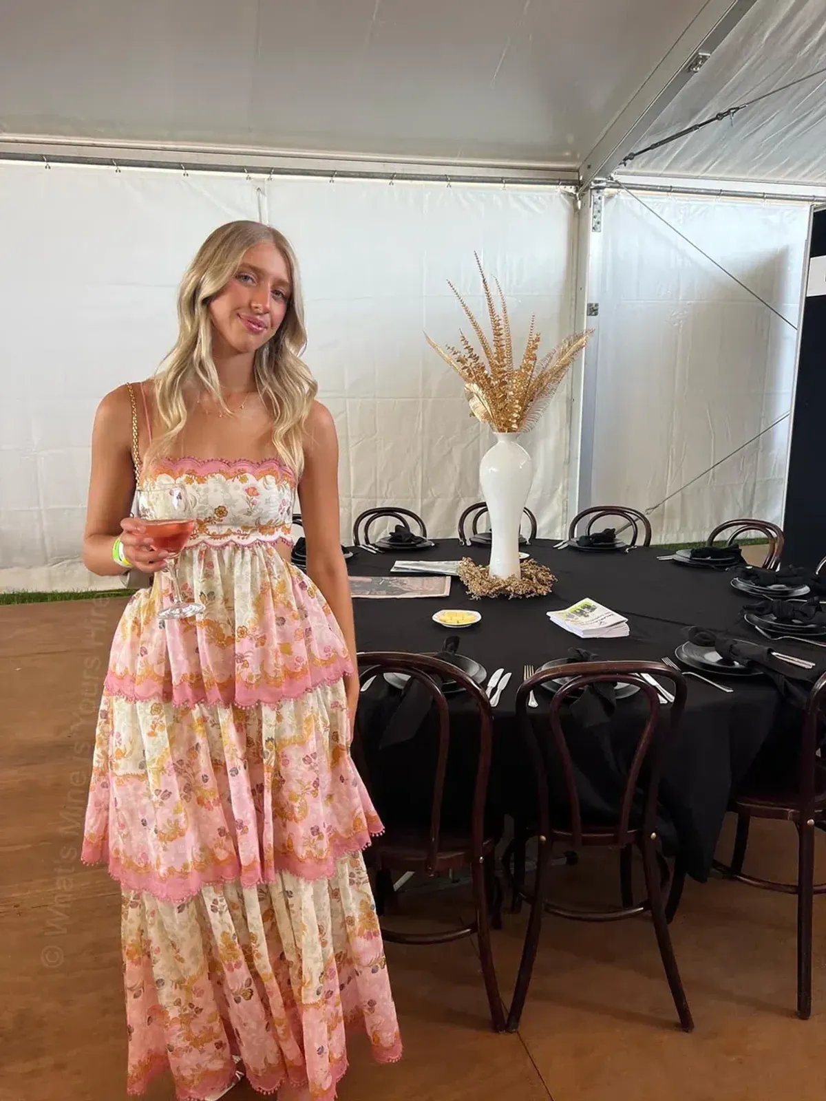 Zimmermann Laurel Frill Dress Pink Green Floral Size 2 / AU 12 for rent on The Volte - main image