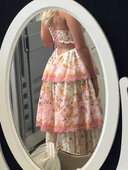 Zimmermann Laurel Frill Dress Pink Green Floral Size 2 / AU 12 for rent on The Volte - image 4