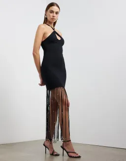Rotate Birger Christensen Light Jersey Maxi Dress Black Size 10 for rent on The Volte - image 2