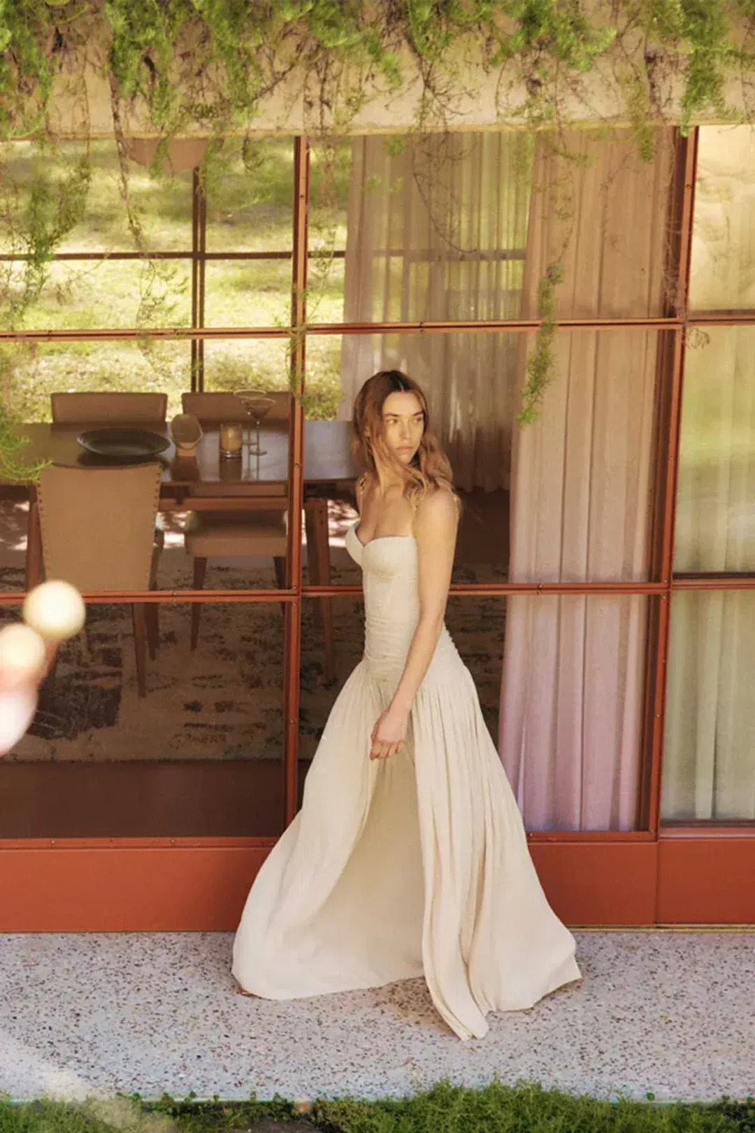 Manning Cartell Double Time Pleat Dress In Nougat // Size 10  for rent on The Volte - main image