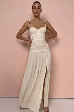 Manning Cartell Double Time Pleat Dress In Nougat // Size 10  for rent on The Volte - image 7