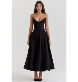 House of CB Lady Strapless Midi Dress Black Size AU 8  for rent on The Volte - image 4