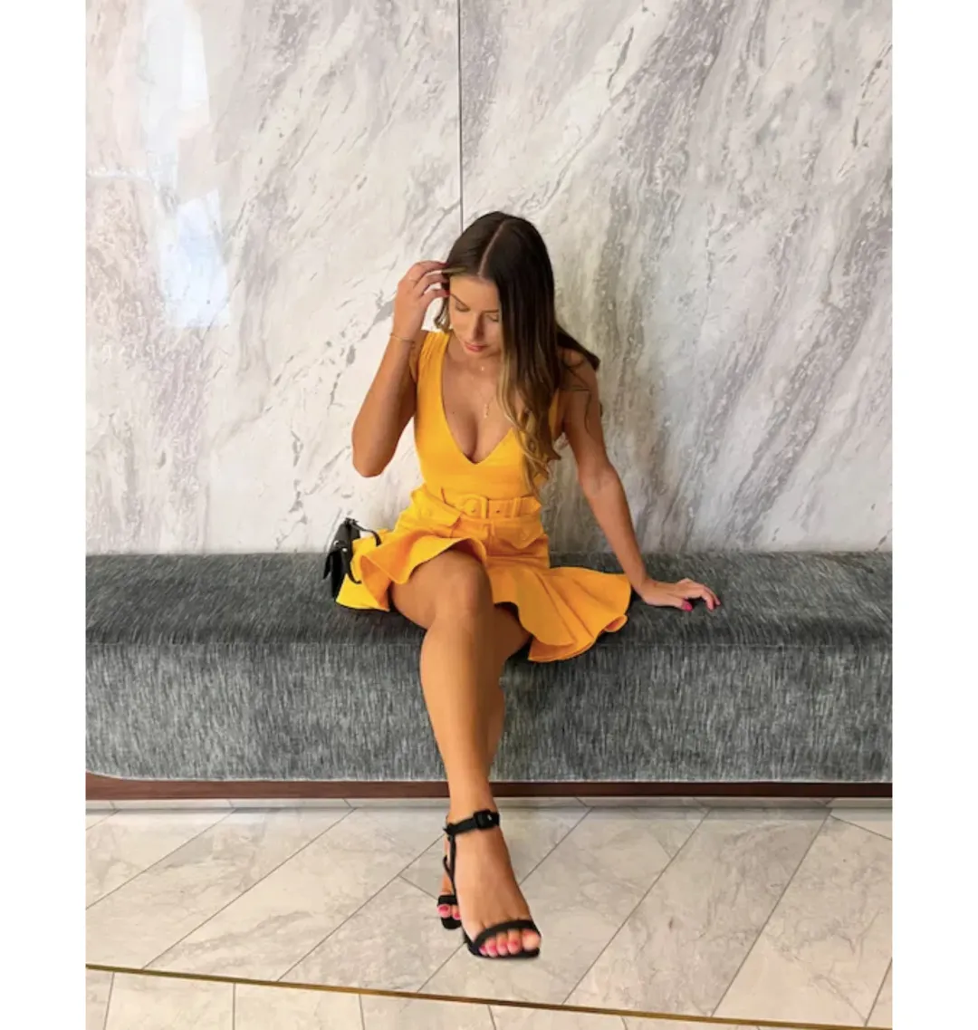 Zimmermann Super Eight Safari Mini Dress in Mango Size 0P / AU 6 for rent on The Volte - main image