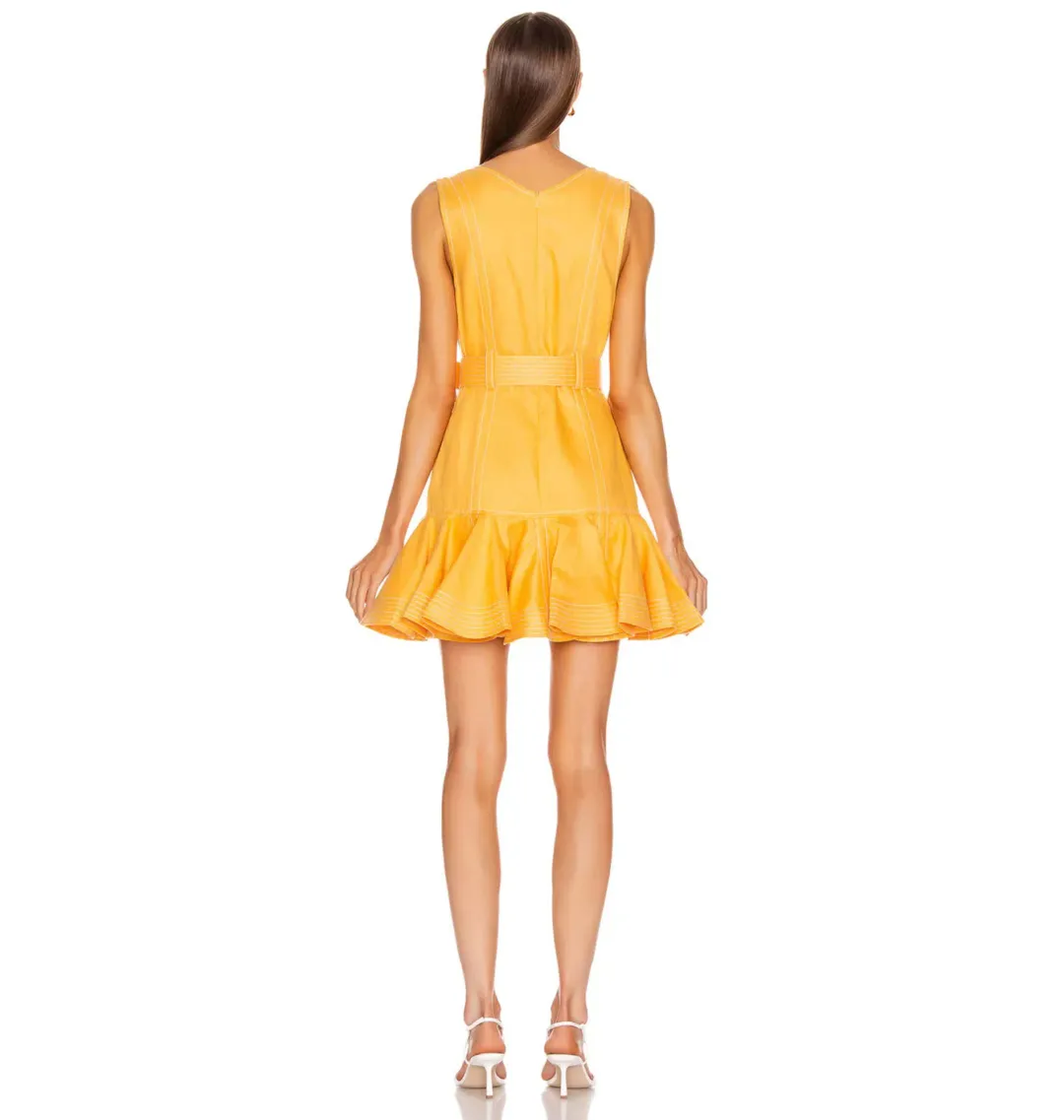 Zimmermann Super Eight Safari Mini Dress in Mango Size 0P / AU 6 for rent on The Volte - main image