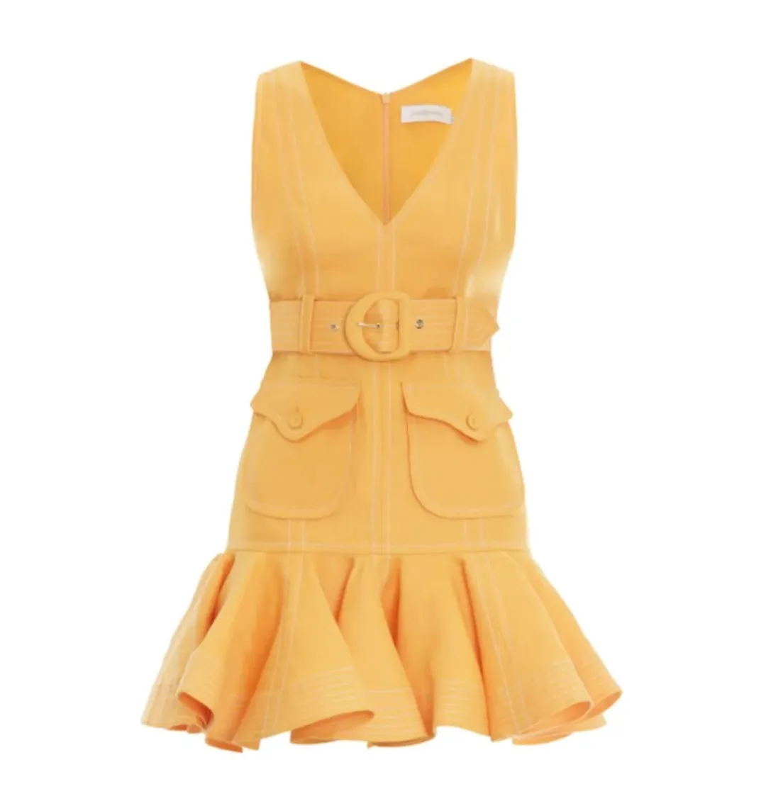 Zimmermann Super Eight Safari Mini Dress in Mango Size 0P / AU 6 for rent on The Volte - main image