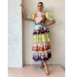 Alemais Marlow Frill Midi Dress Multi Size AU 14 for rent on The Volte - image 1