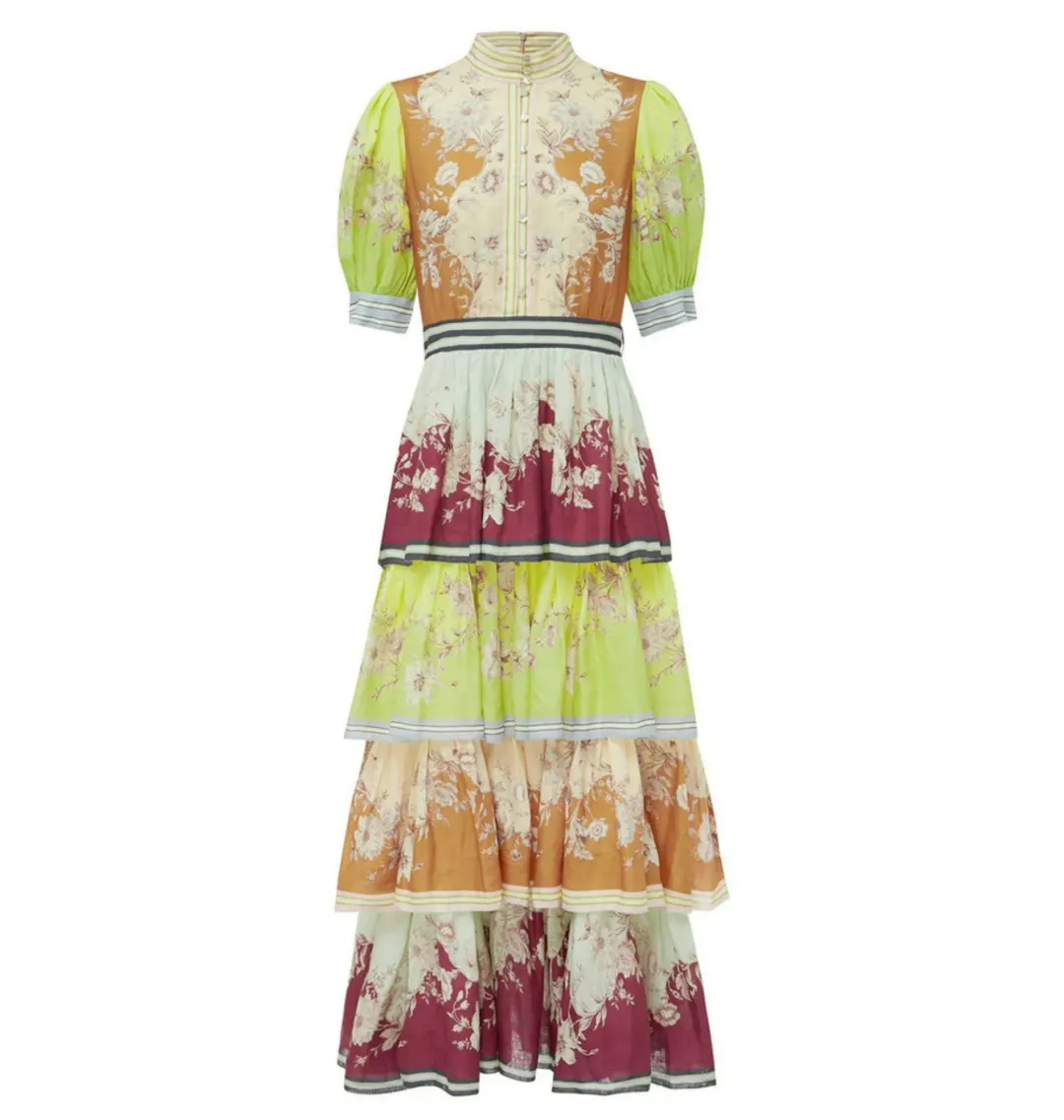 Alemais Marlow Frill Midi Dress Multi Size AU 14 for rent on The Volte - main image
