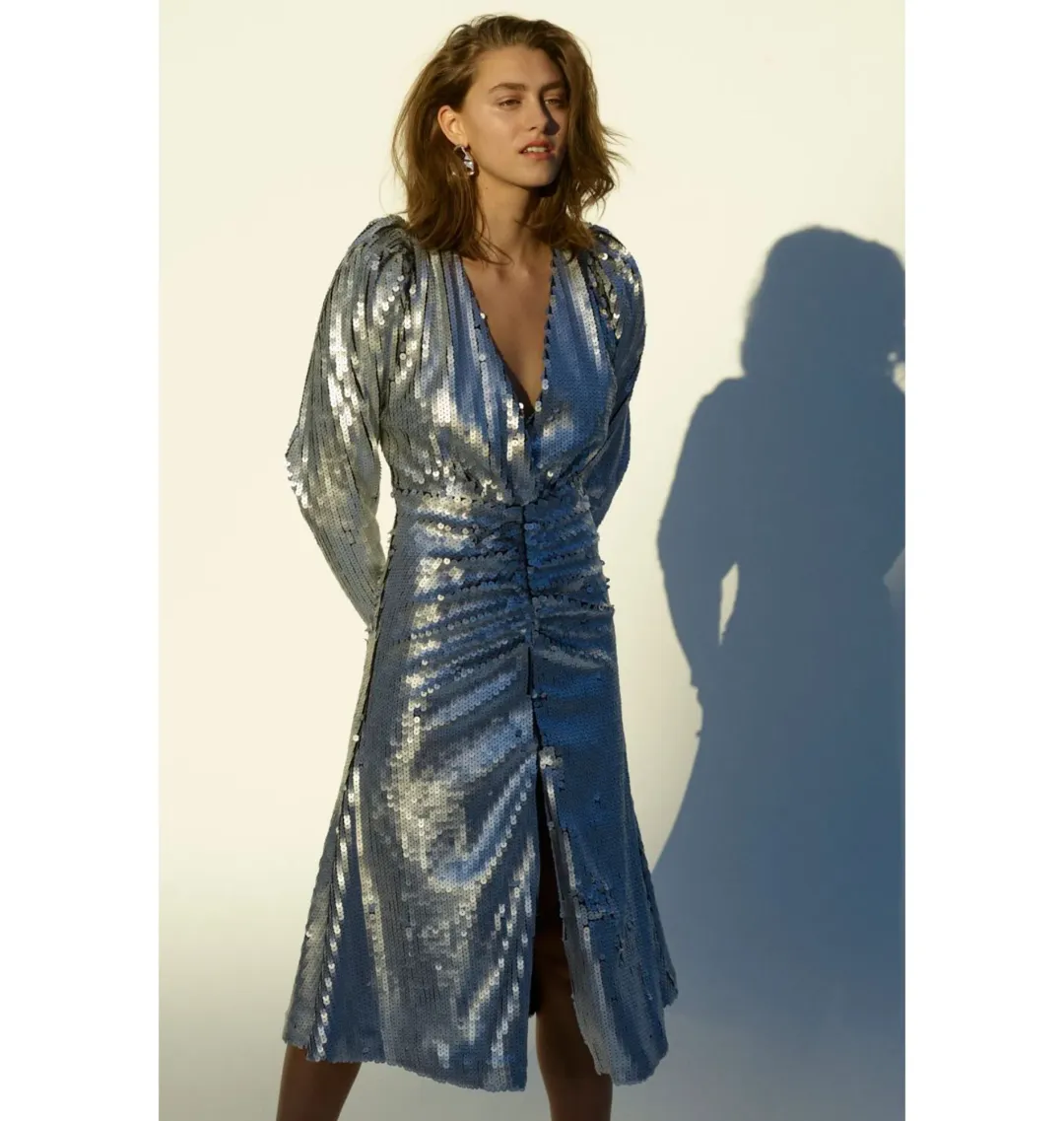 Rachel Gilbert Leopold Dress Silver Size 2 / AU 10 for rent on The Volte - main image