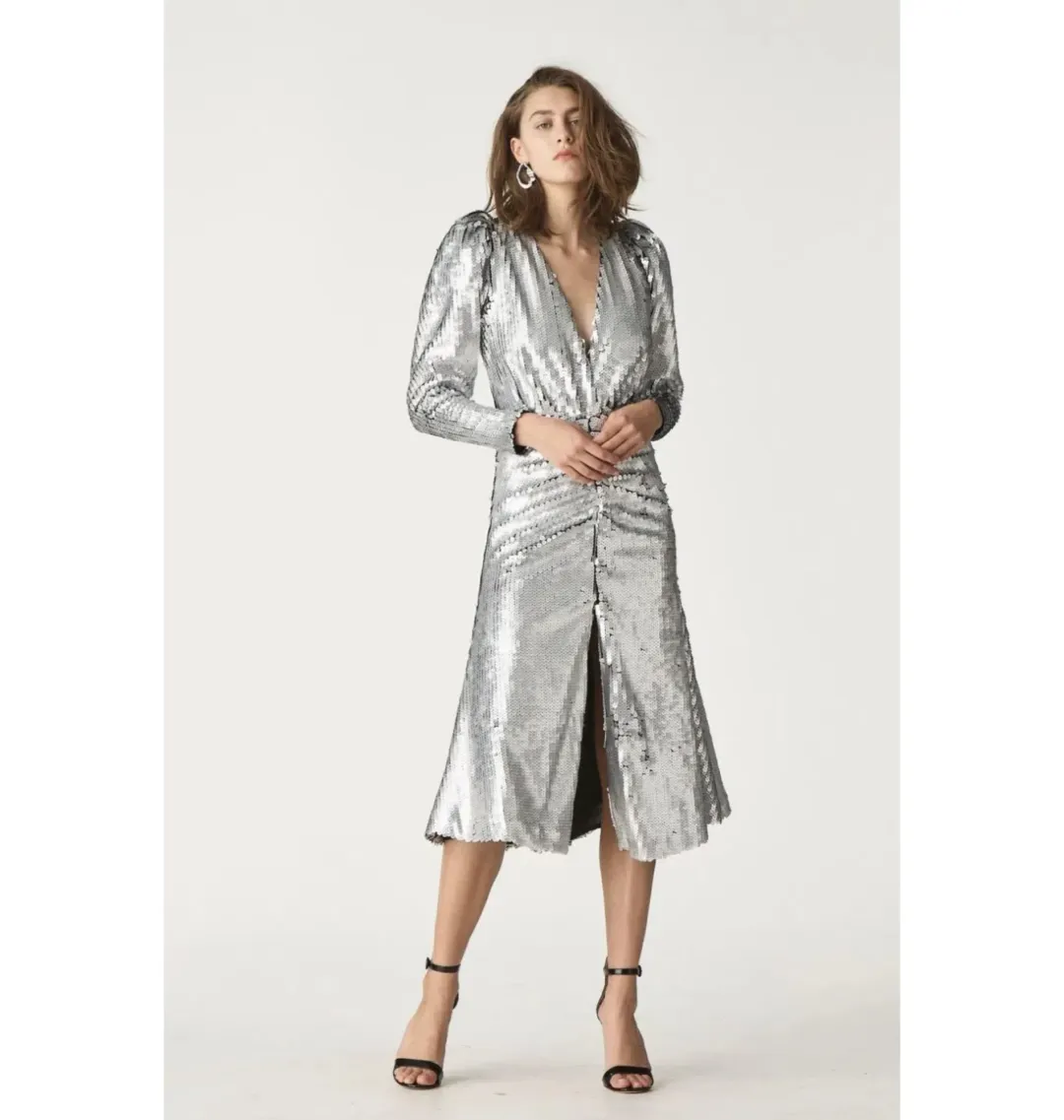 Rachel Gilbert Leopold Dress Silver Size 2 / AU 10 for rent on The Volte - main image
