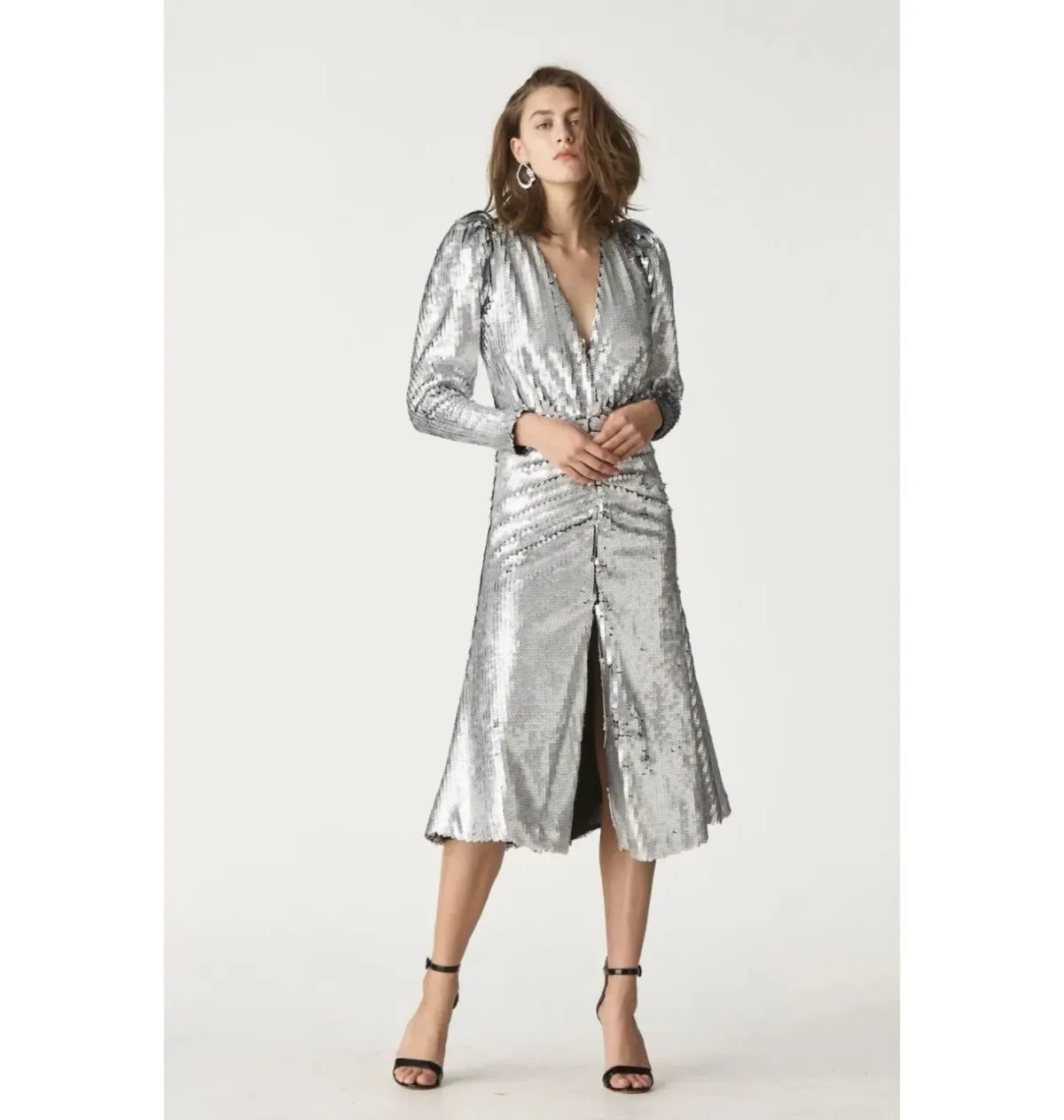 Rachel Gilbert Leopold Dress Silver Size 2 / AU 10 for rent on The Volte - main image