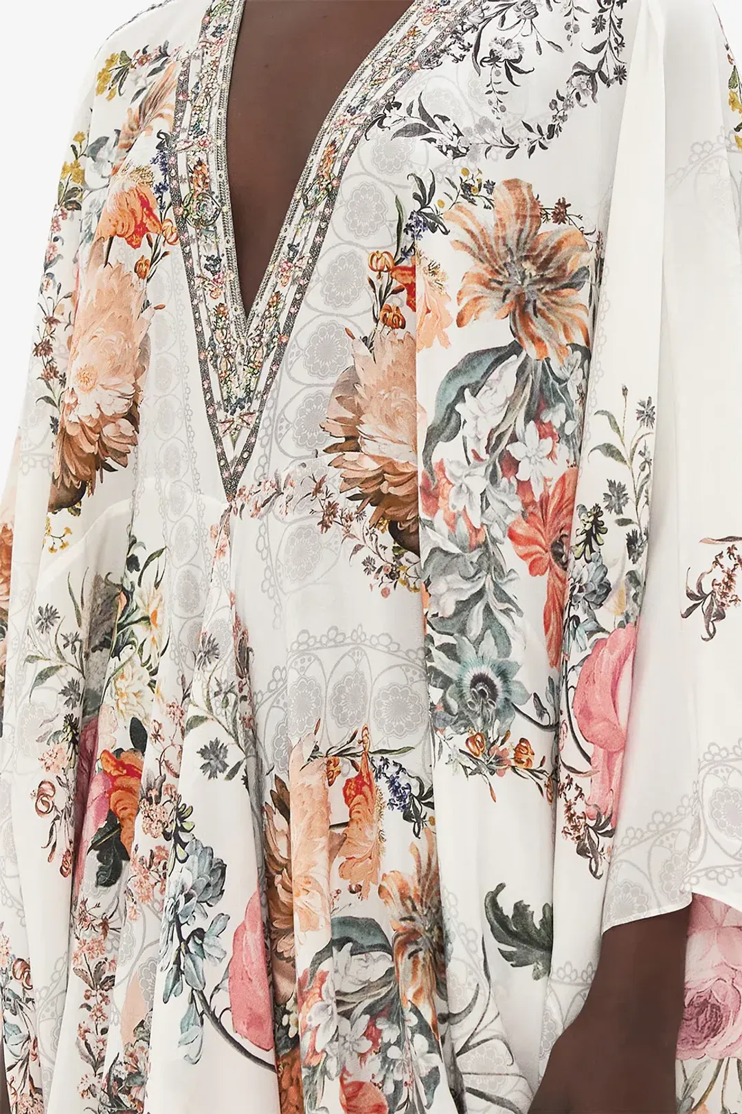Camilla De Haar Memoirs T-Shape Long Kaftan Floral One Size for rent on The Volte - main image