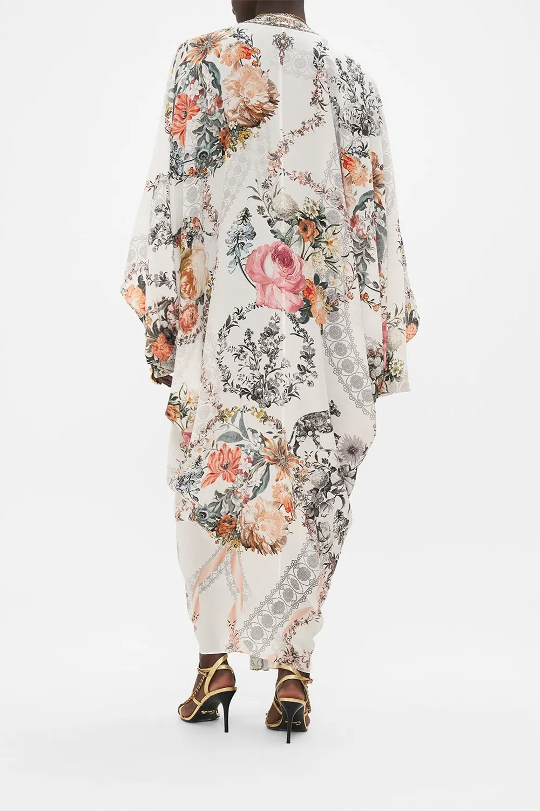 Camilla De Haar Memoirs T-Shape Long Kaftan Floral One Size for rent on The Volte - main image
