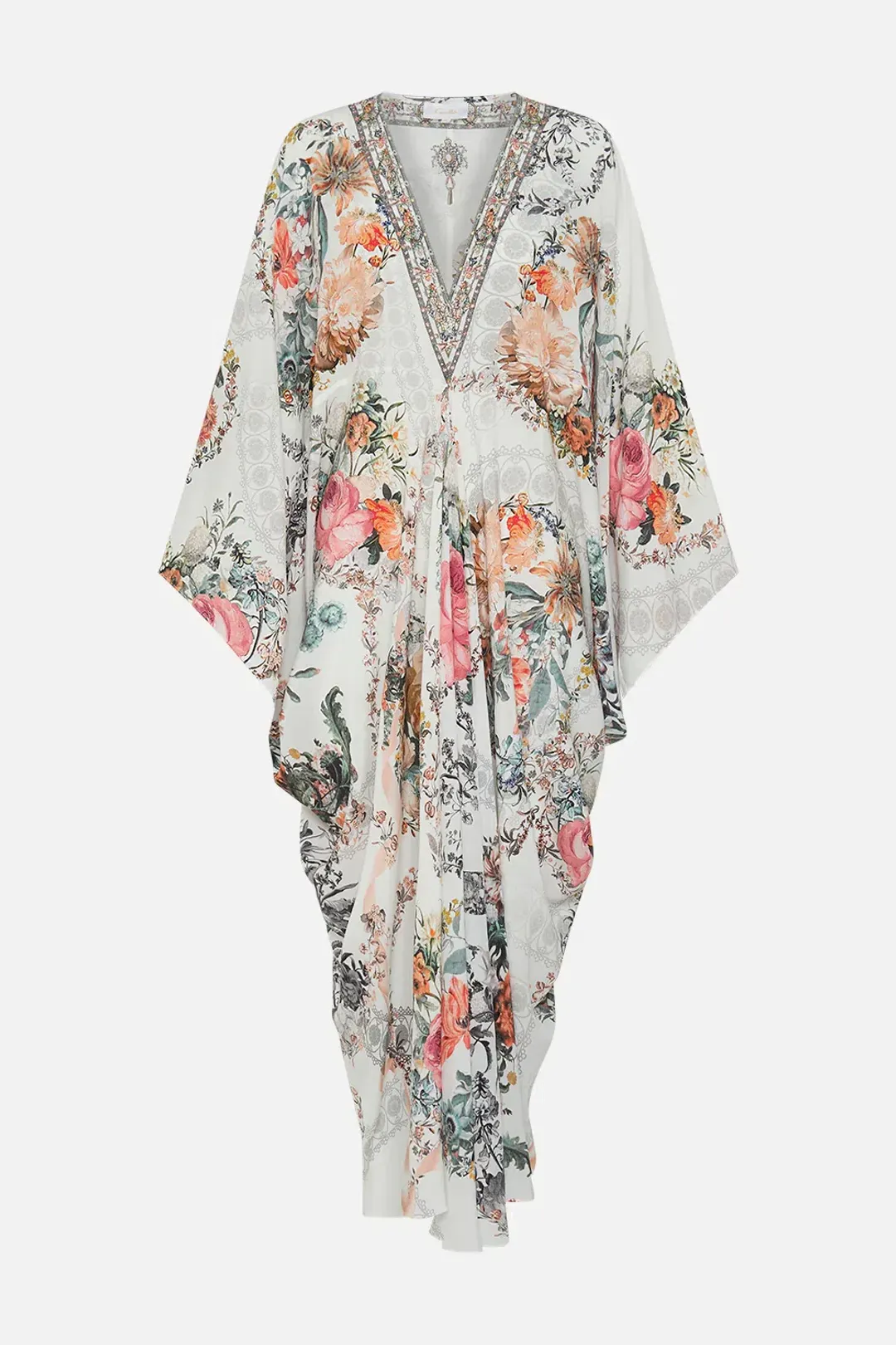 Camilla De Haar Memoirs T-Shape Long Kaftan Floral One Size for rent on The Volte - main image