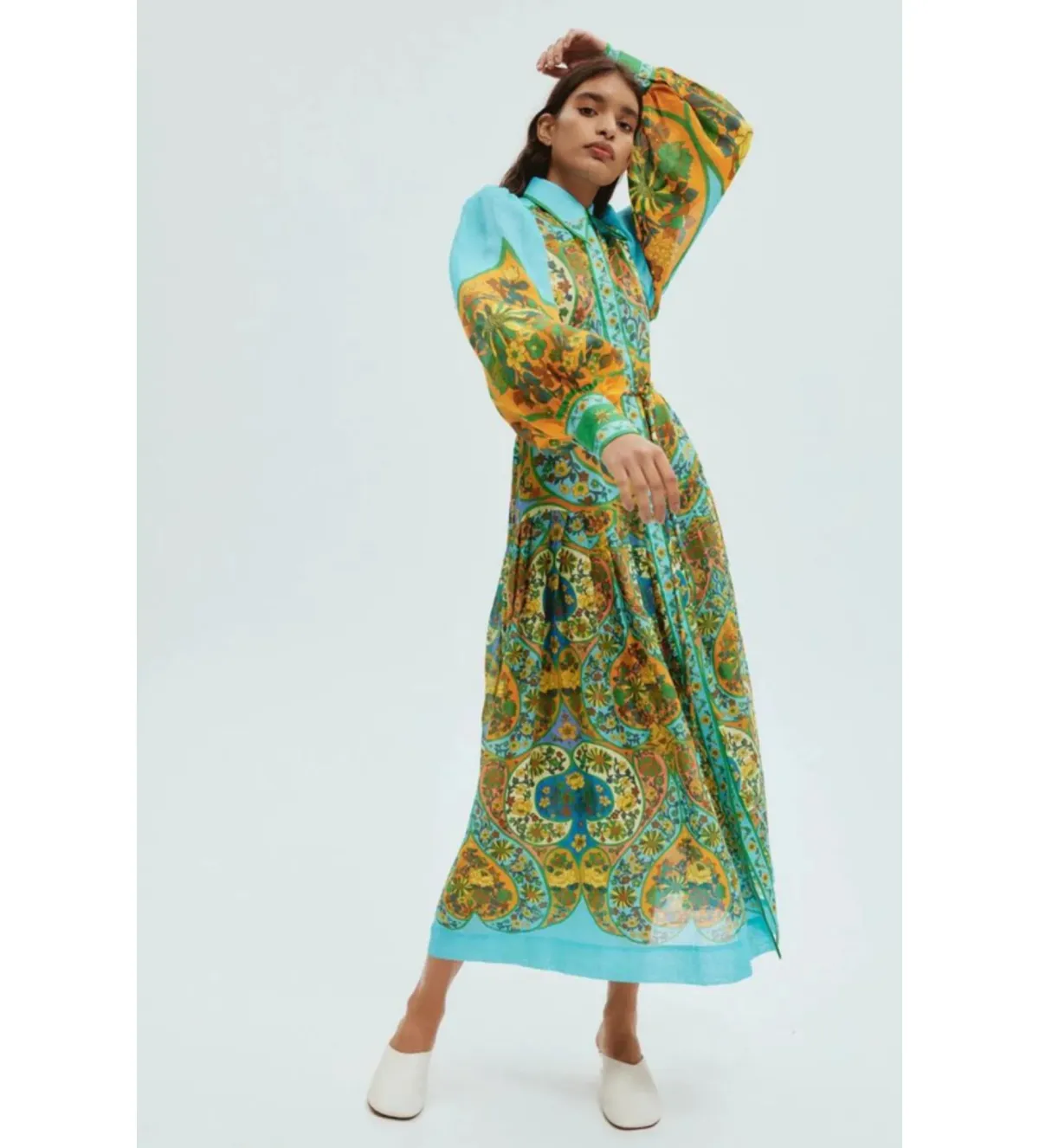 Alemais Sofie Midi Shirtdress Multi Floral Size 12 for rent on The Volte - main image