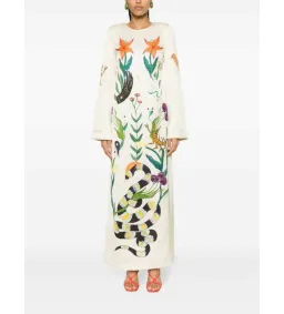 Alemais Zelda Midi Dress Champagne Multi/Print Size AU 16 for rent on The Volte - image 2