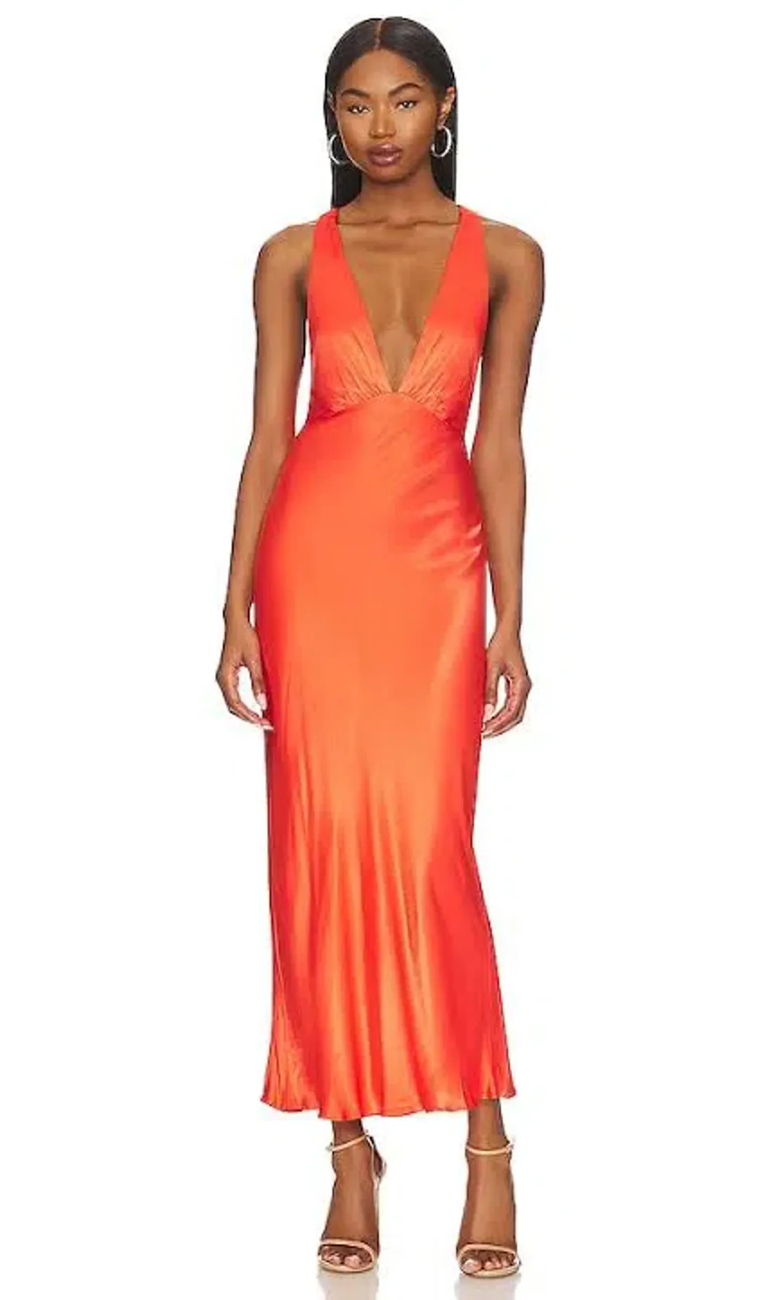 Shona Joy Milo Plunge Cross Back Midi Dress Hibiscus Size 12 for rent on The Volte - main image