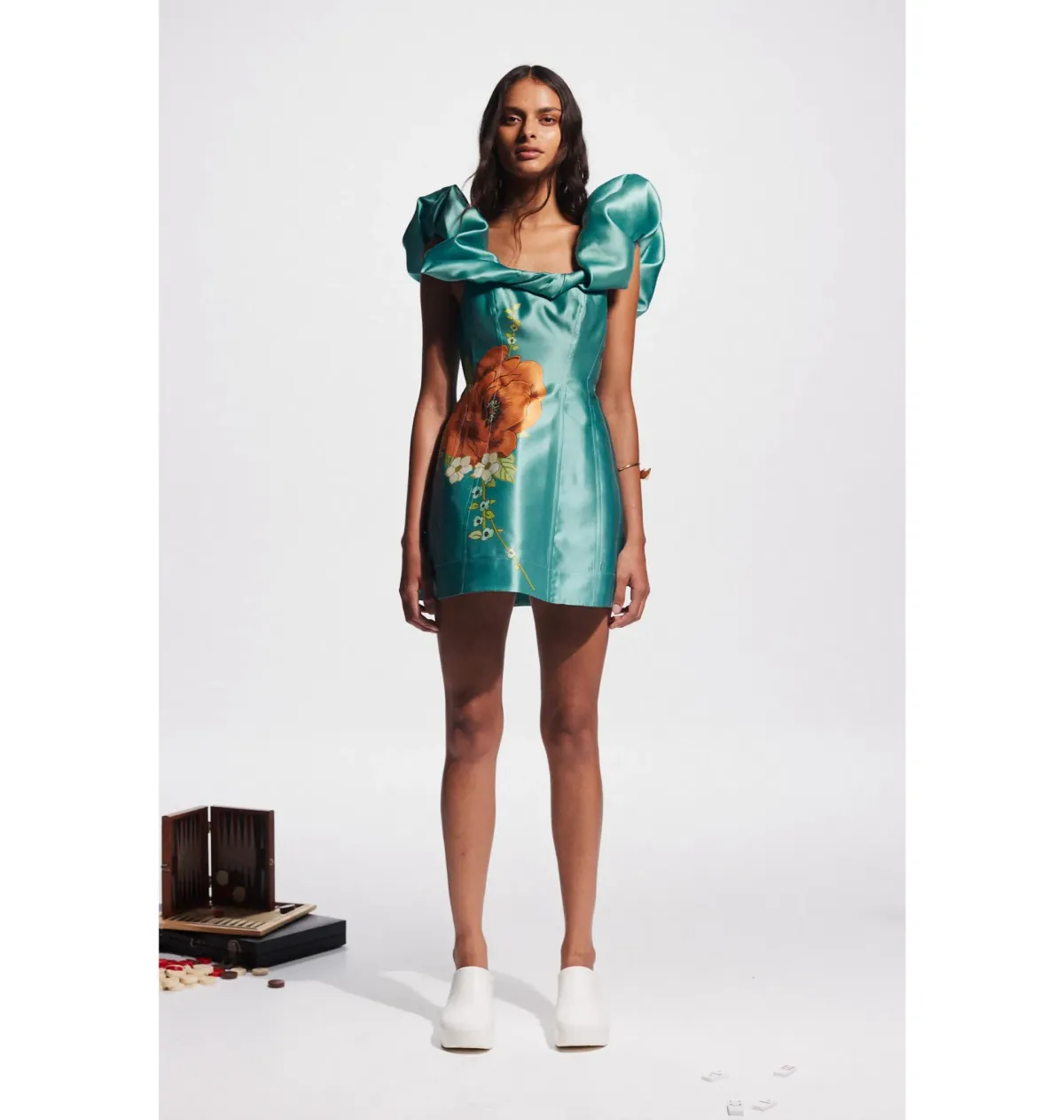  Alemais Regent Mini Dress Jade Green Size AU 14 for rent on The Volte - main image