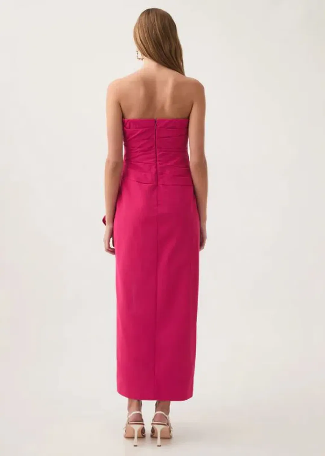 Aje Roma Draped Midi Dress in Magenta Size 10 for rent on The Volte - main image