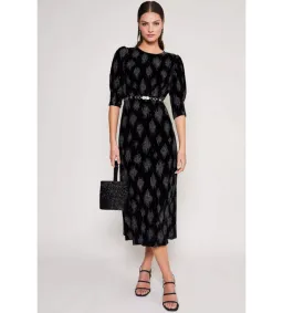 RIXO Lucile Velvet Droplet Glitter Midi Dress Black Size 6 for rent on The Volte - image 1