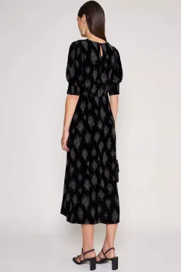 RIXO Lucile Velvet Droplet Glitter Midi Dress Black Size 6 for rent on The Volte - image 2