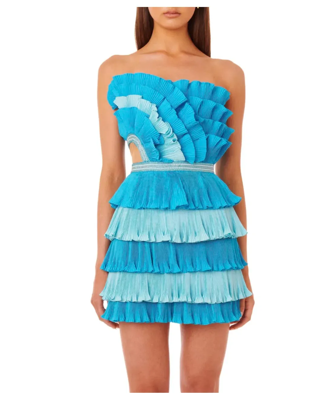 Eliya the Label Josephine Mini Ruffled Dress Blue for rent on The Volte - main image