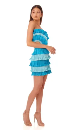 Eliya the Label Josephine Mini Ruffled Dress Blue for rent on The Volte - image 3