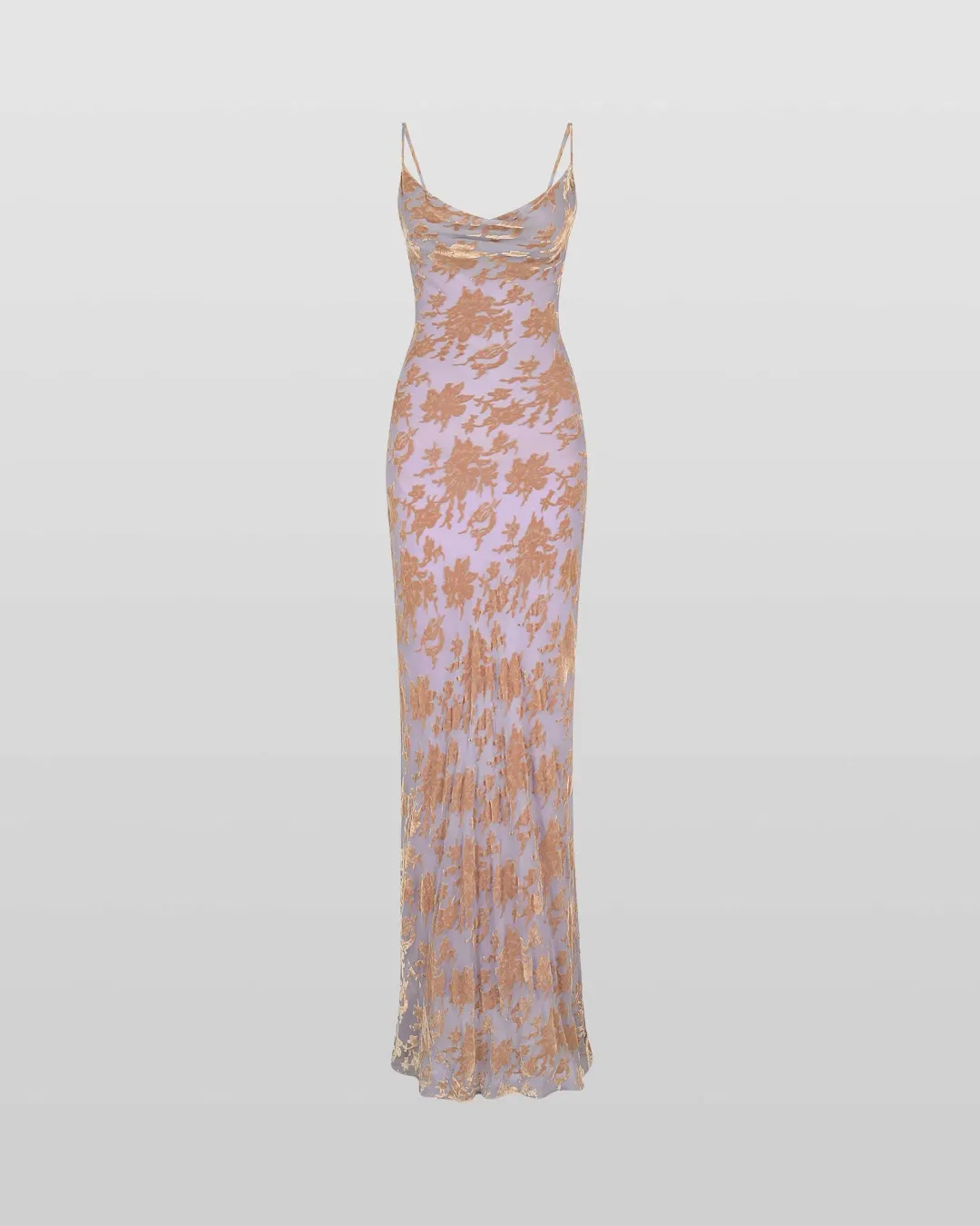 Rat & Boa Athena Silk Devore Floral Cowl Neck Dress in Lavender Size S / AU 8 for rent on The Volte - main image