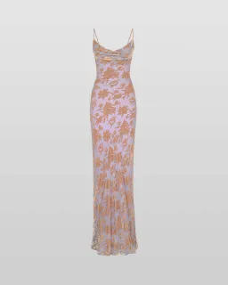 Rat & Boa Athena Silk Devore Floral Cowl Neck Dress in Lavender Size S / AU 8 for rent on The Volte - image 4