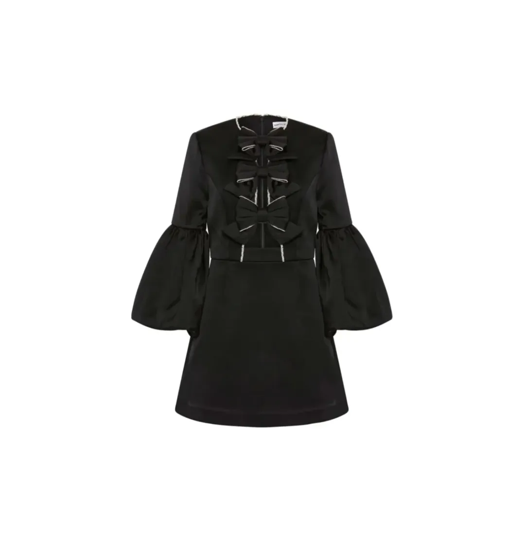 Rebecca Vallance Augustine Bow Mini Dress Black Size AU 14  for rent on The Volte - main image