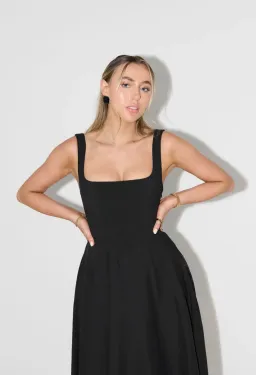 Odd Muse The Ultimate Muse High Waist Square Neck Midi Dress Black Size 10 for rent on The Volte - image 1