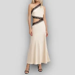 MISHA Jillian Satin Maxi Dress Pink Champagne/Black Size 8 for rent on The Volte - image 3