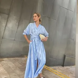 AJE Cosmos Hudson Midi Dress - SHINY SKY BLUE SIZE 14 for rent on The Volte - image 1