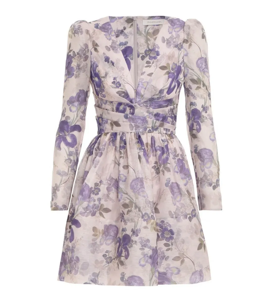 Zimmermann The Lyrical Cross Over Mini In Blue Iris Cream Size 0/ Au 8 for rent on The Volte - main image