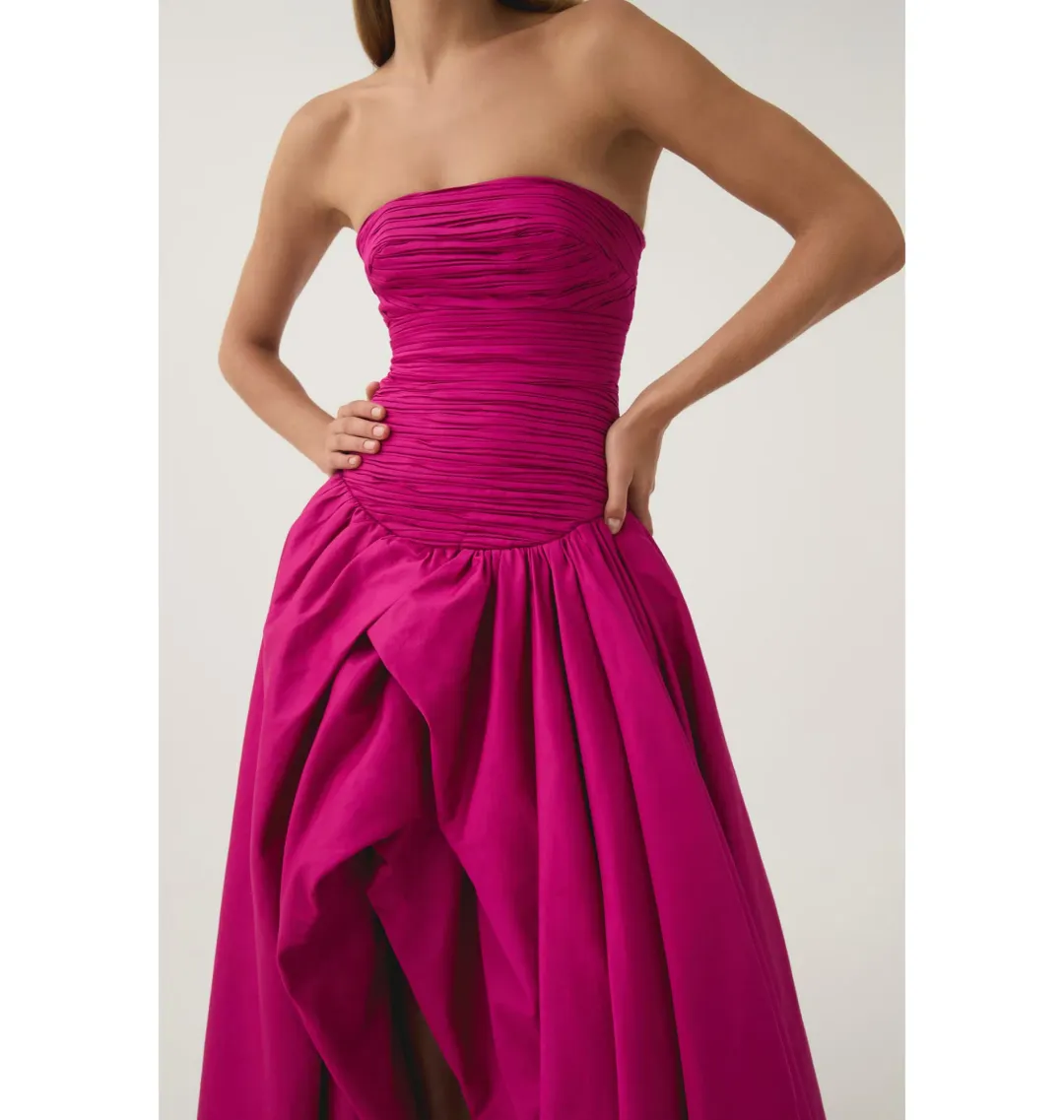Aje Violette Bubble Hem Maxi Dress Deep Magenta Size AU 12 for rent on The Volte - main image