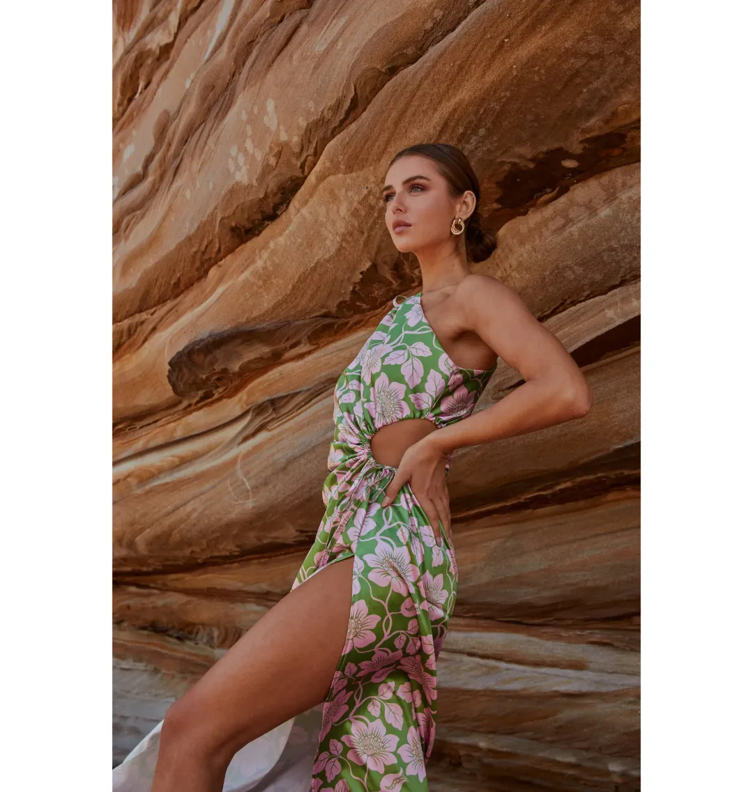 Sonya Moda Nour Forever Maxi Dress Floral Green Size AU 10 for rent on The Volte - main image