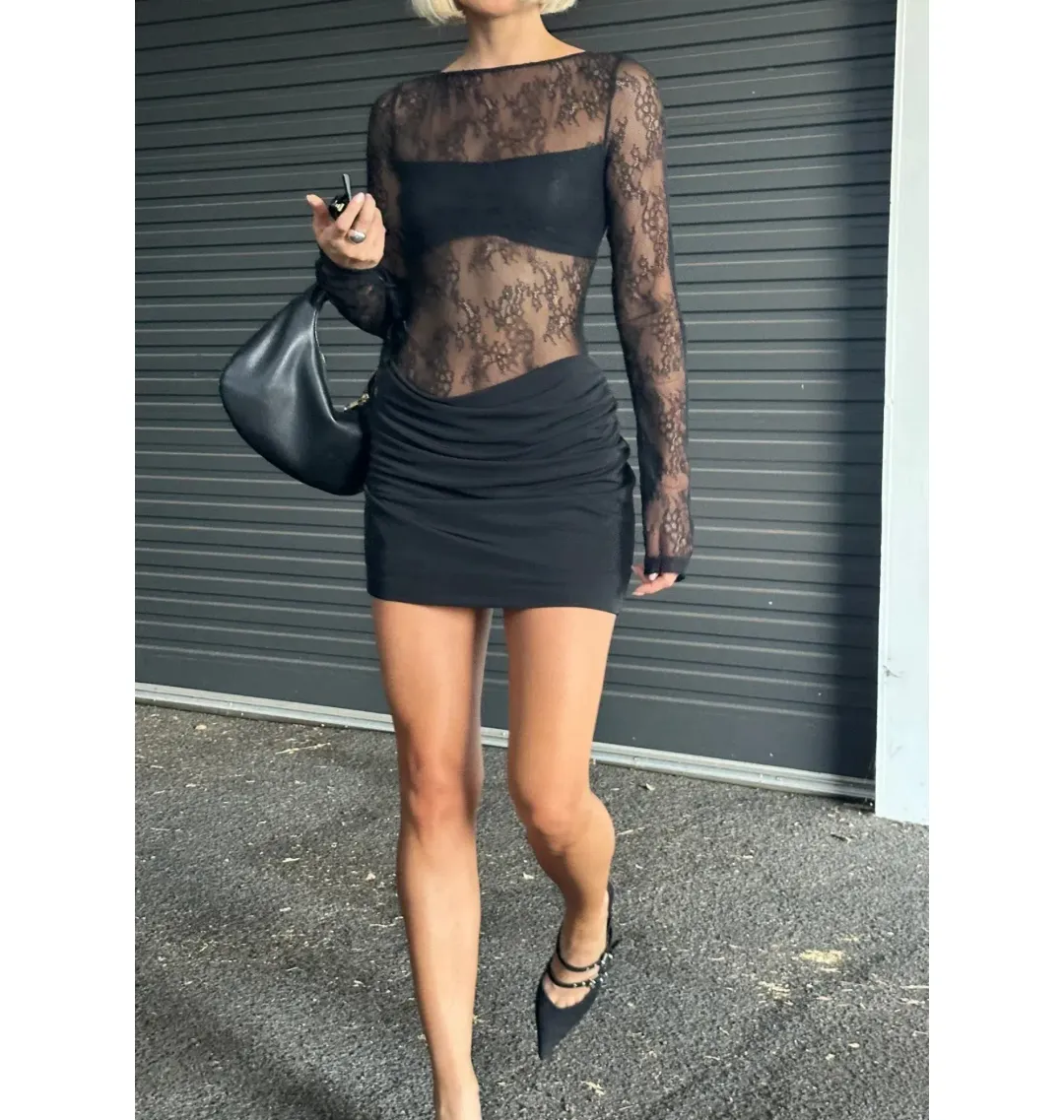 Benni Yana Lace Mini Dress Black Size AU 6 for rent on The Volte - main image