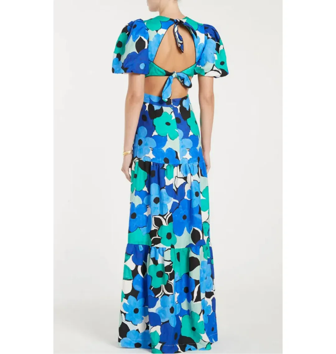 Rebecca Valance Puglia Cut Out Maxi Dress Print Size AU 12 for rent on The Volte - main image