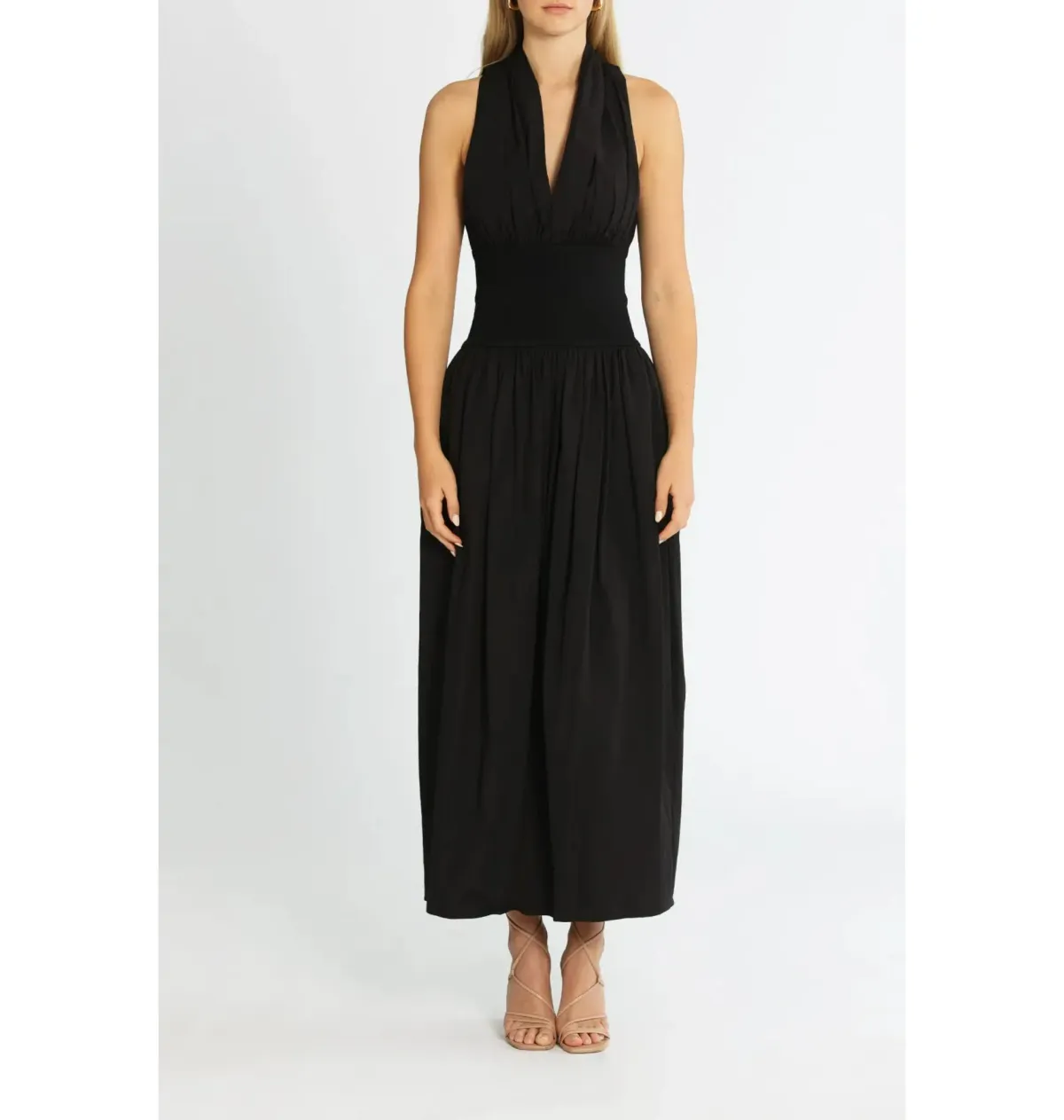 Esse Studios Folded Cotton Rib Dress Black Size AU 6 for rent on The Volte - main image
