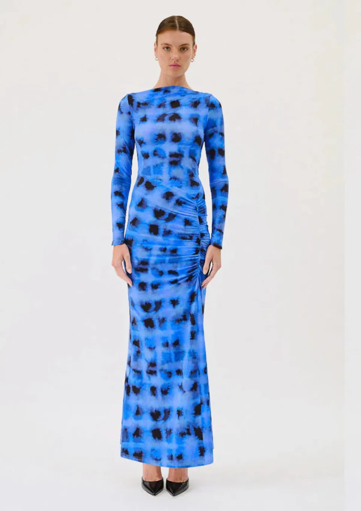 Suboo Shibori Long Sleeve Ruched Maxi Dress Blue Size S / AU 8 for rent on The Volte - main image