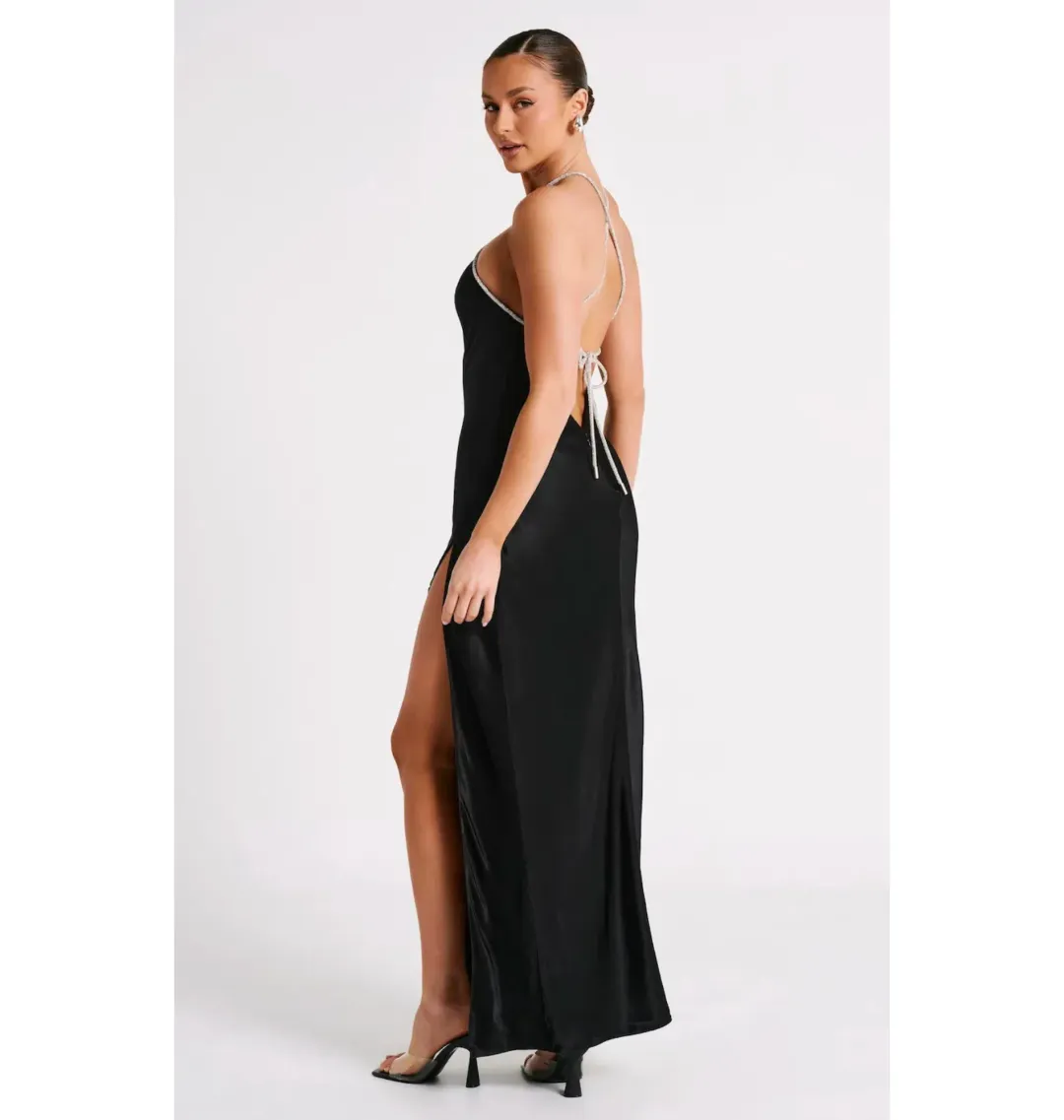 Meshki Louise Diamante Rope Maxi Dress Black Size Medium / AU 10 for rent on The Volte - main image