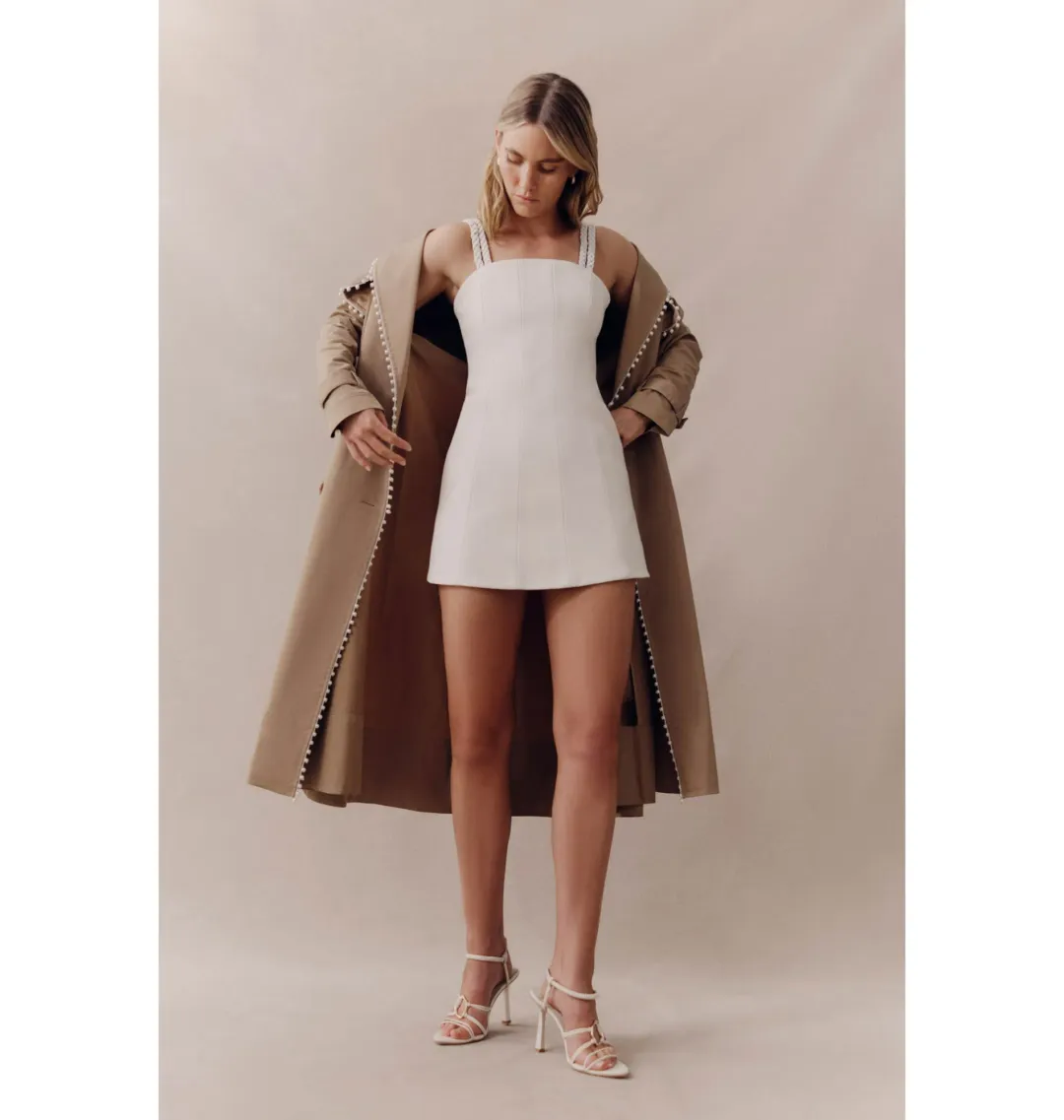 Aje Osa Braided Mini Dress Ivory Size AU 8 for rent on The Volte - main image