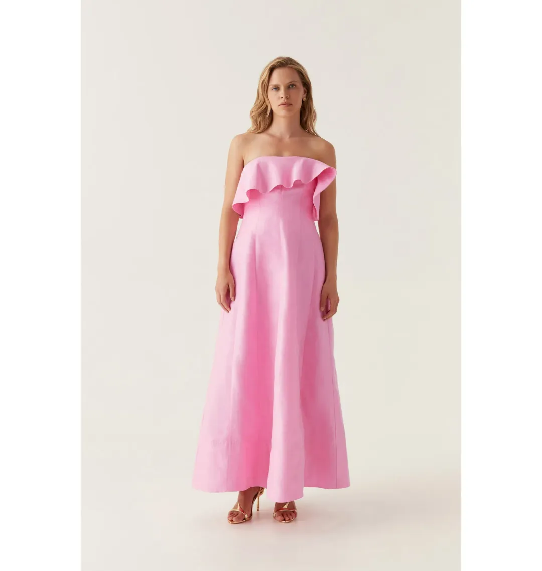 Aje Shallows Strapless Gown Bon Bon Pink Size AU 10 for rent on The Volte - main image