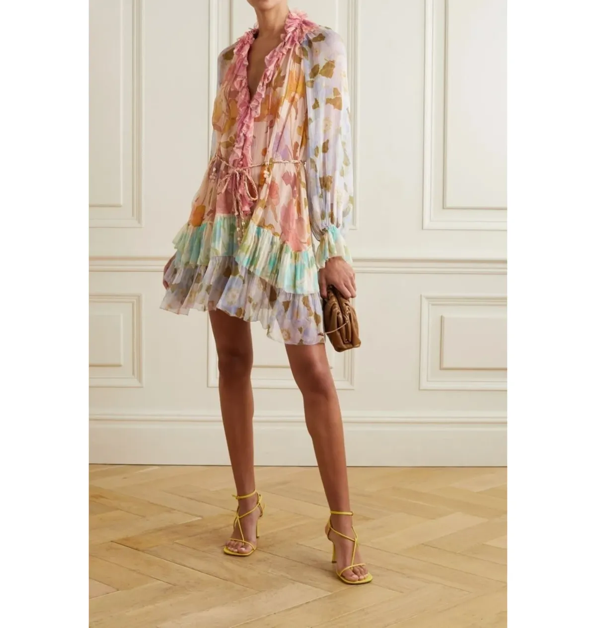 Zimmermann Tempo Frilled Mini Dress Spliced Mult Size 2 / AU 12 for rent on The Volte - main image