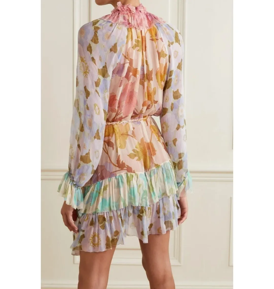 Zimmermann Tempo Frilled Mini Dress Spliced Mult Size 2 / AU 12 for rent on The Volte - main image